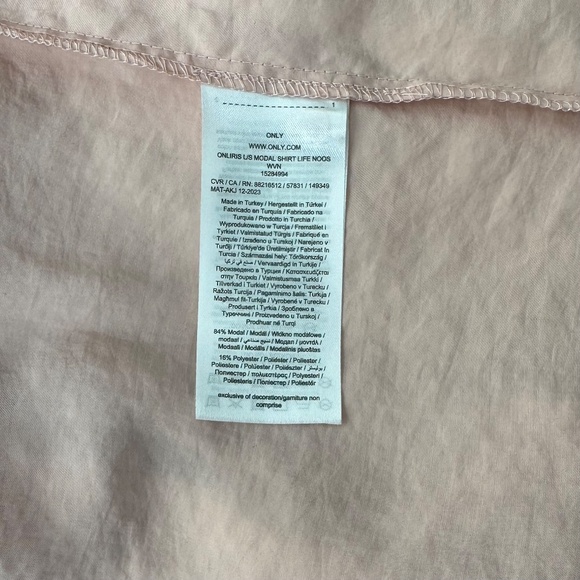 ONLY Onliris Long-sleeve Modal Shirt, Blush Pink, Boyfriend Fit Women's XS - Picture 7 of 9